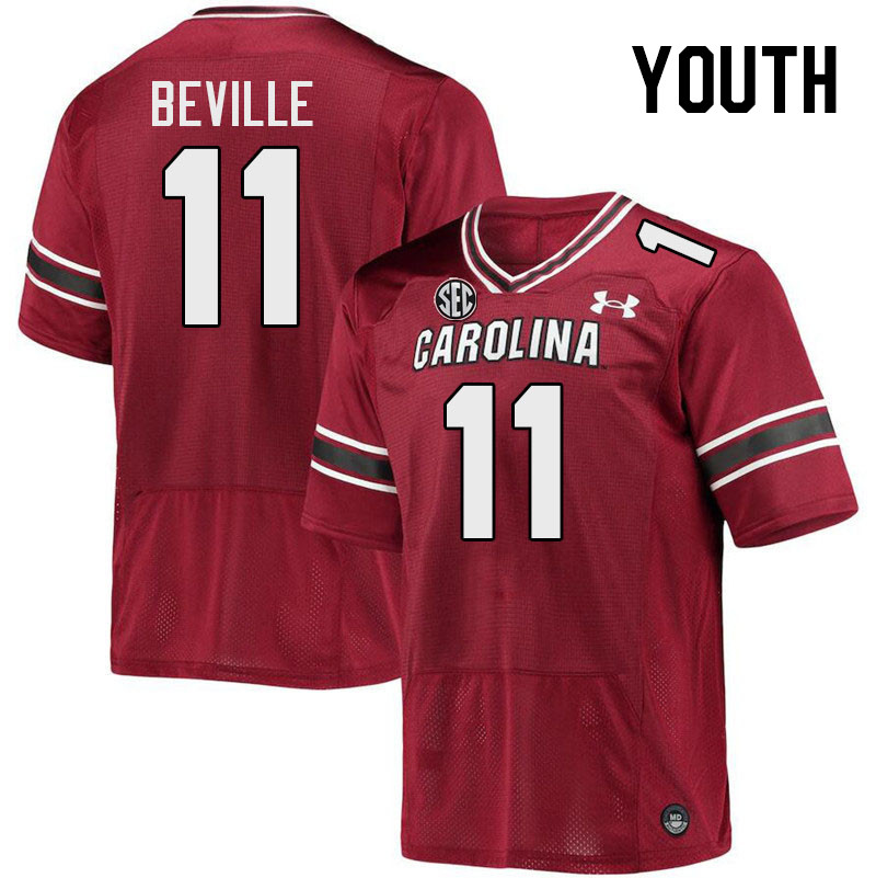 Youth #11 Davis Beville South Carolina Gamecocks College Football Jerseys Stitched-Garnet
